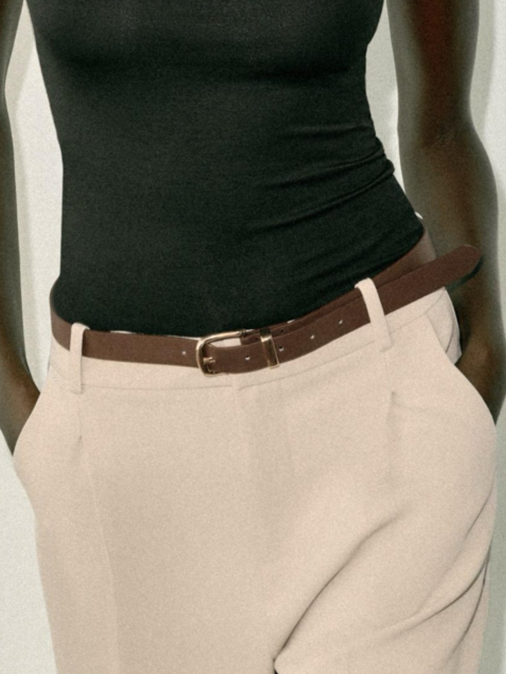 🫈ZARA Faux Leather Belt ~ Chocolate/Gold